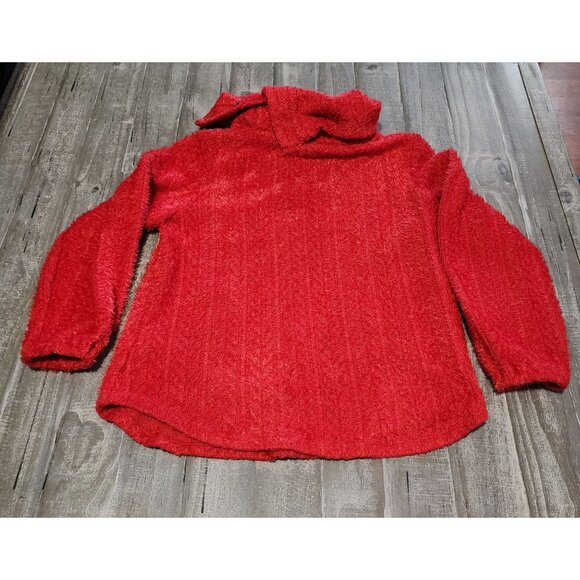 Ruby Rd. Sweater Womens Medium Red Button Cowl Neck Y2K Oversized Slouchy - Picture 11 of 11